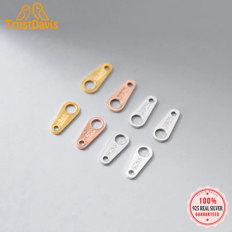 TrustDavis 925 Silver Double Hole Bracelet Necklace Link DIY Accessorie