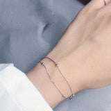 925 Silver Double Layer Snake Chain Bracelet For Women