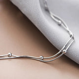 925 Silver Double Layer Snake Chain Bracelet For Women