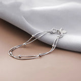 925 Silver Double Layer Snake Chain Bracelet For Women