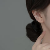 925 Silver Double Layer CZ Chain Clip Earrings Wedding Jewelry