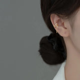 925 Silver Double Layer CZ Chain Clip Earrings Wedding Jewelry