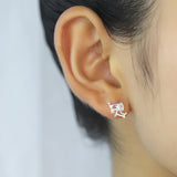 925 Silver Dog Stud Earrings CZ Jewelry Gift F06