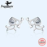 925 Silver Dog Stud Earrings CZ Jewelry Gift F06