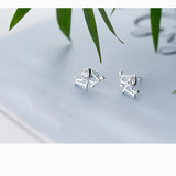 925 Silver Dog Stud Earrings CZ Jewelry Gift F06
