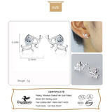 925 Silver Dog Stud Earrings CZ Jewelry Gift F06