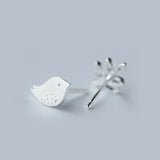 925 Sterling Silver Bird Leaves Stud Earrings for Girls