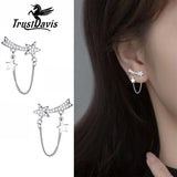 925 Silver Chain Star CZ Stud Earrings for Women