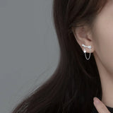 925 Silver Chain Star CZ Stud Earrings for Women