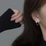 925 Silver Chain Star CZ Stud Earrings for Women