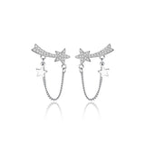 925 Silver Chain Star CZ Stud Earrings for Women