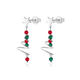 TrustDavis 925 Silver Christmas Tree Zircon Stud Earrings Xmas Gift F451