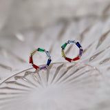 TrustDavis 925 Silver Colorful CZ Stud Earrings for Women Teen