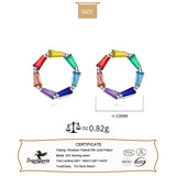 TrustDavis 925 Silver Colorful CZ Stud Earrings for Women Teen