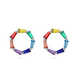 TrustDavis 925 Silver Colorful CZ Stud Earrings for Women Teen