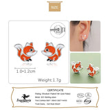 TrustDavis 925 Silver Fox Stud Earrings- Daughter Birthday Gift