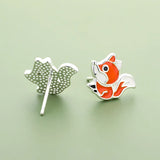 TrustDavis 925 Silver Fox Stud Earrings- Daughter Birthday Gift