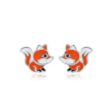 TrustDavis 925 Silver Fox Stud Earrings- Daughter Birthday Gift