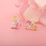 925 Sterling Silver Mermaid Charm Stud Earrings For Daughter Girls Gift