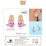 925 Sterling Silver Mermaid Charm Stud Earrings For Daughter Girls Gift