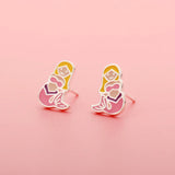 925 Sterling Silver Mermaid Charm Stud Earrings For Daughter Girls Gift
