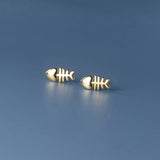 925 Silver Fish Stud Earrings, Birthday Gift for Daughter