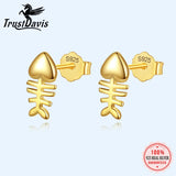 925 Silver Fish Stud Earrings, Birthday Gift for Daughter