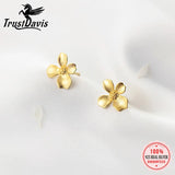 TrustDavis 925 Sterling Silver Earring 18K Flower Stud Earrings Gift DA3136