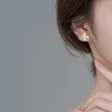 TrustDavis 925 Sterling Silver Earring 18K Flower Stud Earrings Gift DA3136