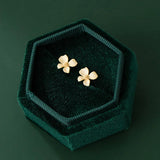 TrustDavis 925 Sterling Silver Earring 18K Flower Stud Earrings Gift DA3136