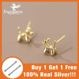925 Silver Balloon Dog Stud Earrings For Women Girls