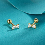 925 Silver Earring Bowknot CZ Stud Earrings For Girls