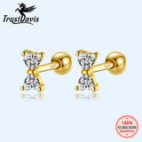 925 Silver Earring Bowknot CZ Stud Earrings For Girls