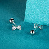 925 Silver Earring Bowknot CZ Stud Earrings For Girls