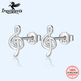 Davis 925 Sterling Silver Music Notation Stud Earring For Women's Jewelry