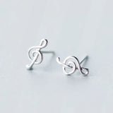 Davis 925 Sterling Silver Music Notation Stud Earring For Women's Jewelry