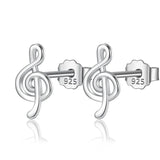 Davis 925 Sterling Silver Music Notation Stud Earring For Women's Jewelry