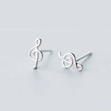 Davis 925 Sterling Silver Music Notation Stud Earring For Women's Jewelry