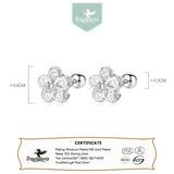 Davis 925 Sterling Silver Flower CZ Stud Earrings