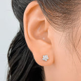 Davis 925 Sterling Silver Flower CZ Stud Earrings
