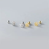 Davis 925 Sterling Silver Flower CZ Stud Earrings