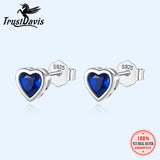 Romantic Heart CZ Stud Earrings For Daughter Girls Fine S925 Jewelry