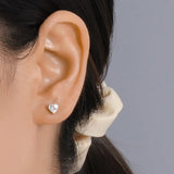 Romantic Heart CZ Stud Earrings For Daughter Girls Fine S925 Jewelry