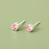 Romantic Heart CZ Stud Earrings For Daughter Girls Fine S925 Jewelry