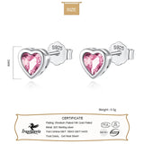 Romantic Heart CZ Stud Earrings For Daughter Girls Fine S925 Jewelry