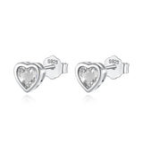 Romantic Heart CZ Stud Earrings For Daughter Girls Fine S925 Jewelry