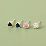 Romantic Heart CZ Stud Earrings For Daughter Girls Fine S925 Jewelry