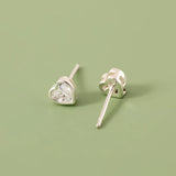 Romantic Heart CZ Stud Earrings For Daughter Girls Fine S925 Jewelry