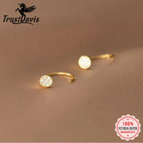 TrustDavis 925 Silver Round CZ Hook Earring for Girls DE0016