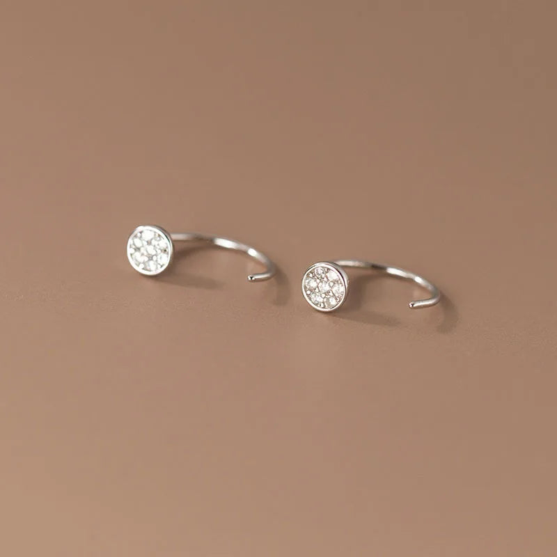 TrustDavis 925 Silver Round CZ Hook Earring for Girls DE0016